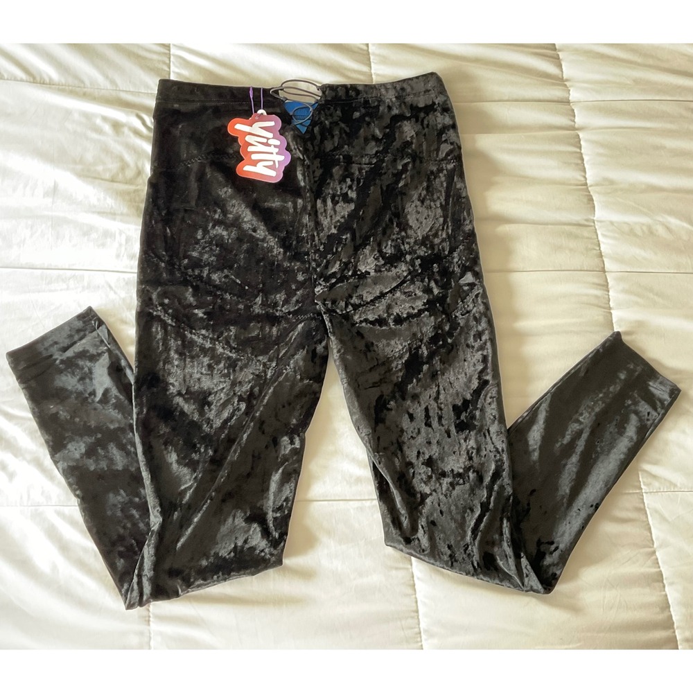 YITTY Shimmering Black Velvet Leggings